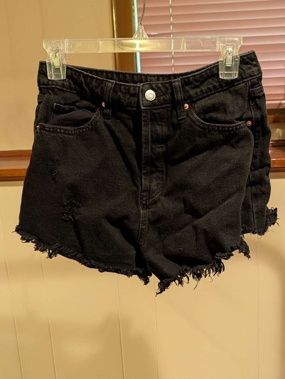 wild fable Black Distressed High-Rise Denim Shorts